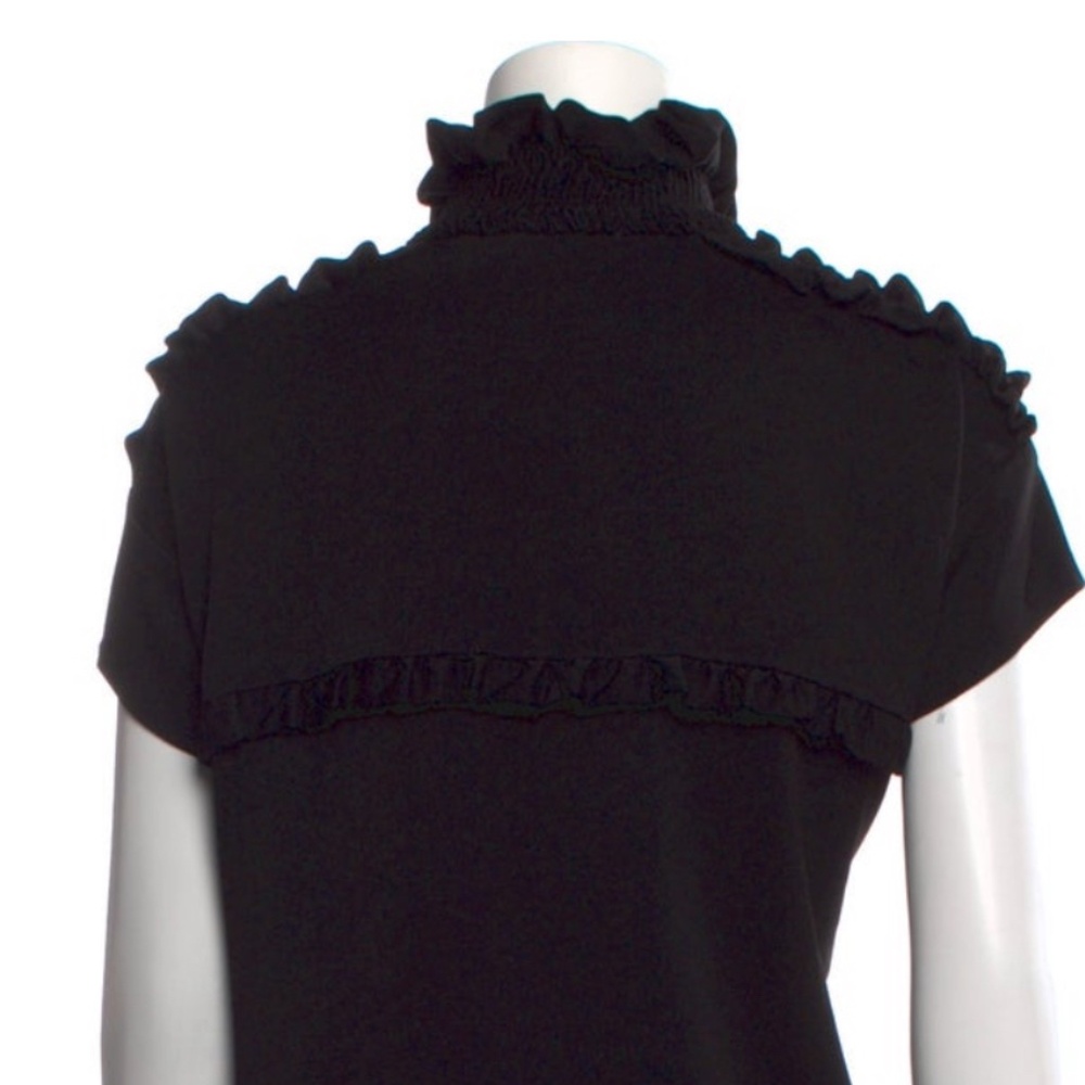 IRO Black Ruffled Zip Mock Top Blouse Sleeveless